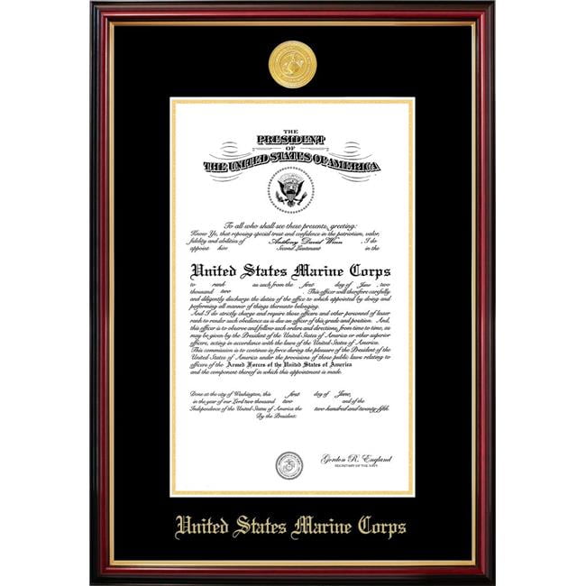 MACPT001 10 x 14 in. Patriot Frames Marine Certificate Petite Mahogany Frame with Gold Medallion