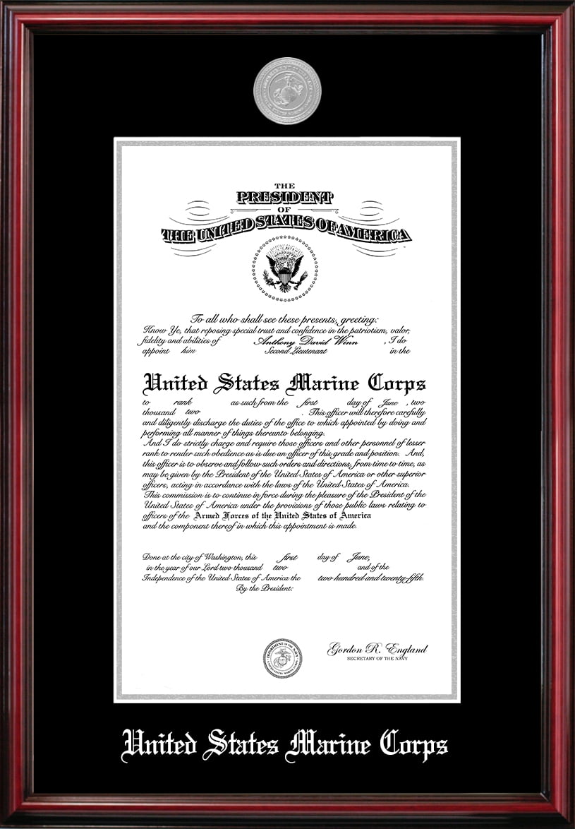 MACPT002 10 x 14 in. Patriot Frames Marine Certificate Petite Cherry Frame with Silver Medallion