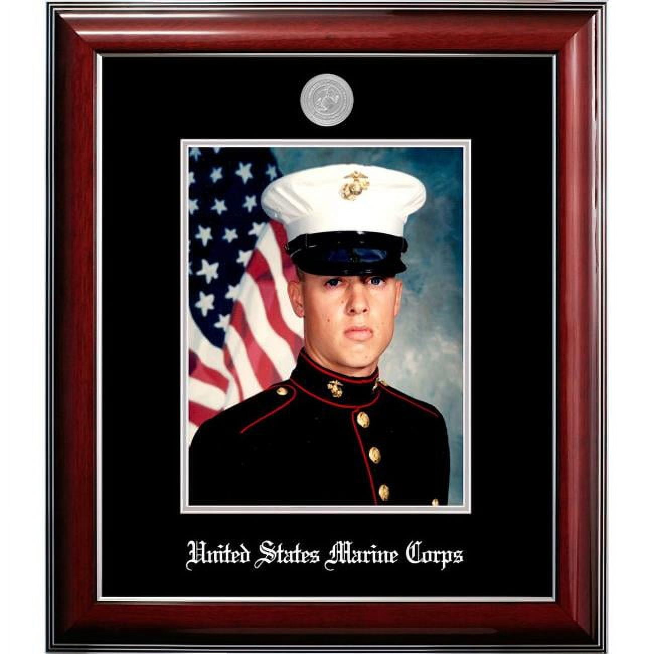 MAPCL002 8 x 10 in. Patriot Frames Marine Portrait Classic Mahogany Frame with Silver Medallion