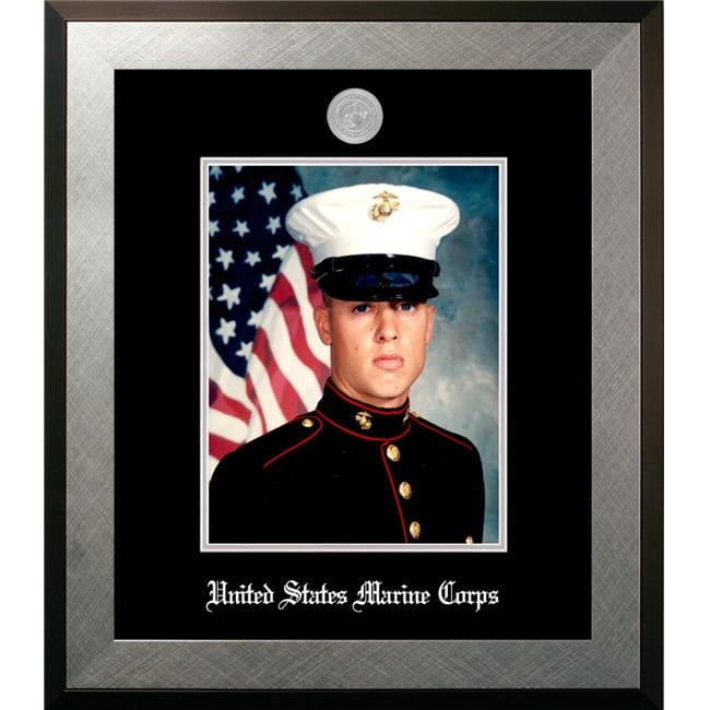 8 x 10 in. Patriot Frames Marine Portrait Honors Silver Frame with Silver Medallion
