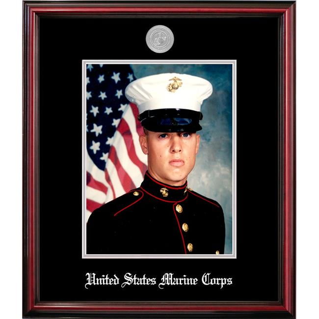8 x 10 in. Patriot Frames Marine Portrait Petite Cherry Frame with Silver Medallion