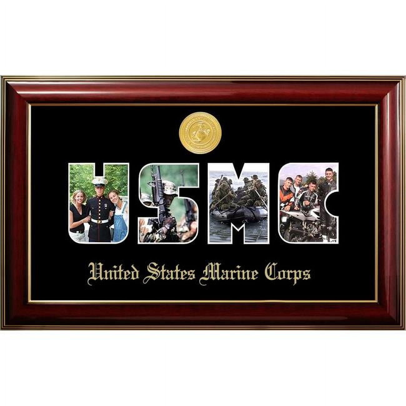 MASSCL001S Patriot Frames Marine Collage Photo Classic Mahogany Frame with Gold Medallion