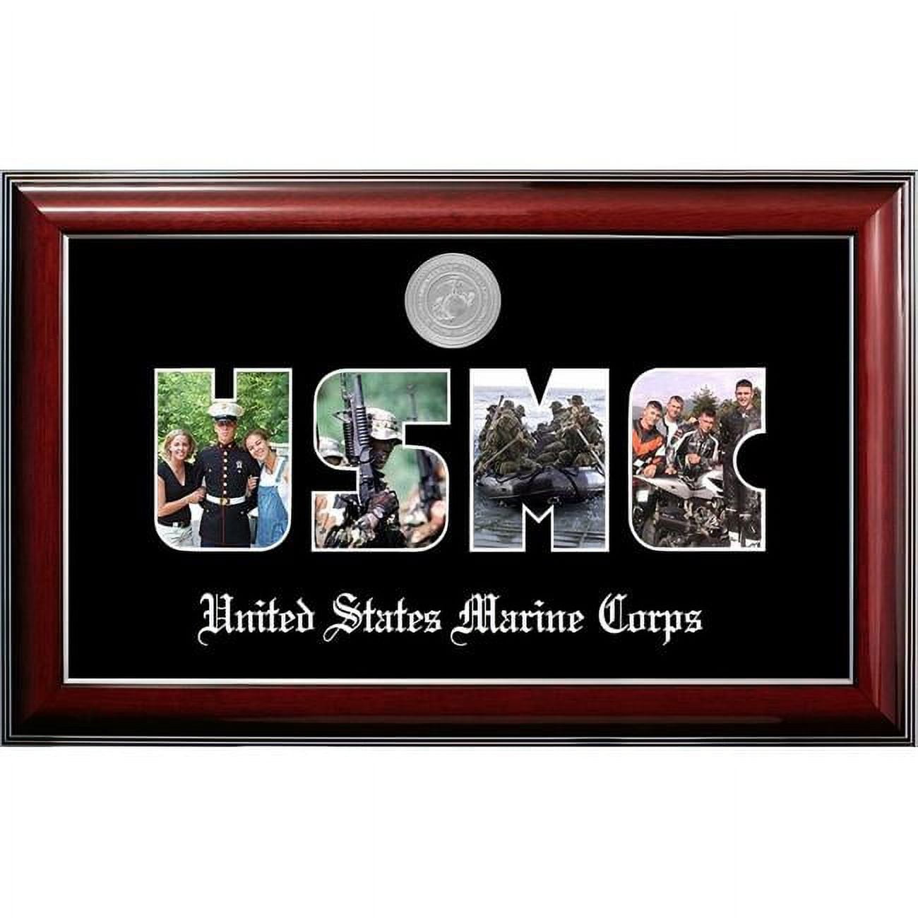 Patriot Frames Marine Collage Photo Classic Mahogany Frame with Silver Medallion
