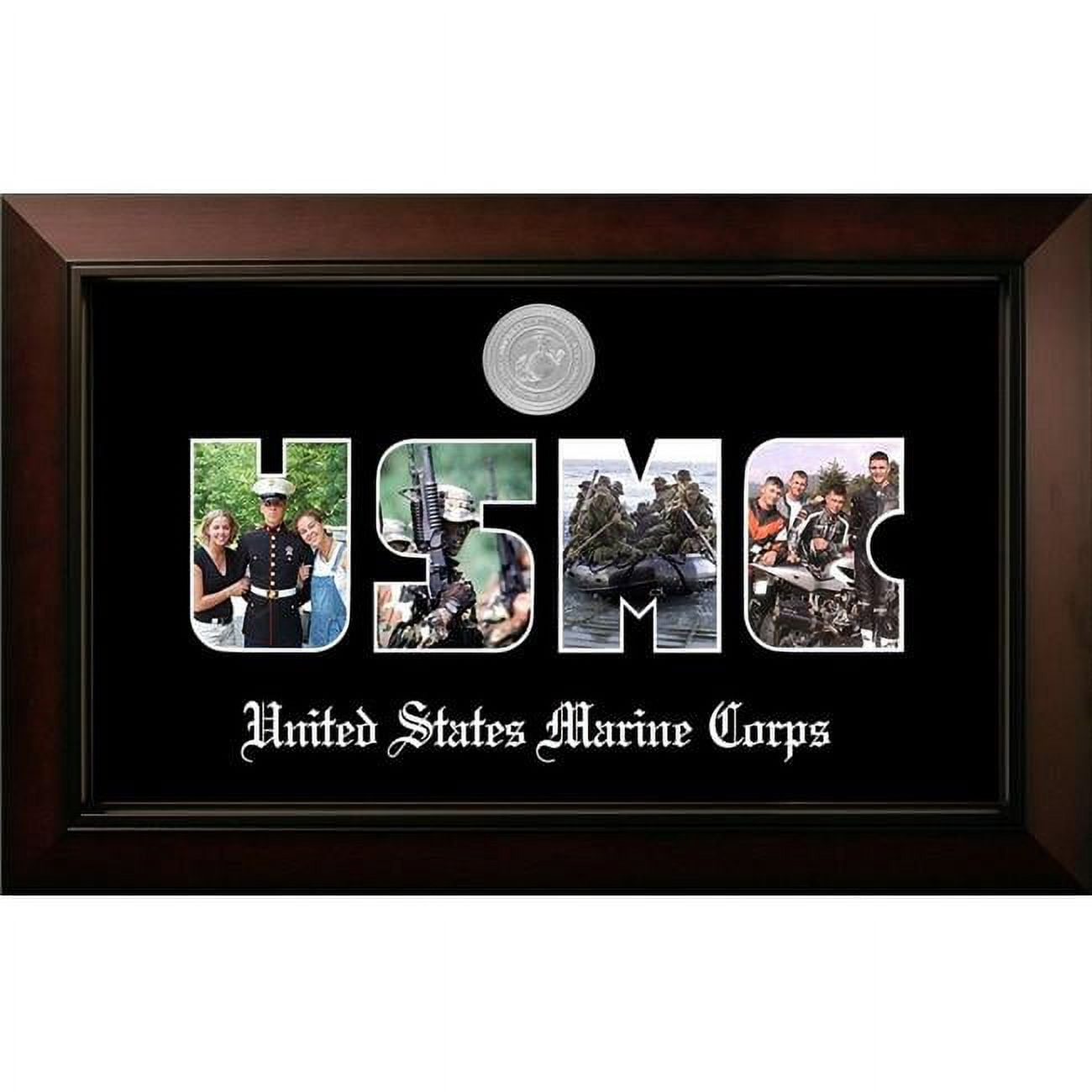 MASSLG002S Patriot Frames Marine Collage Photo Legacy Black Cherry Frame with Silver Medallion