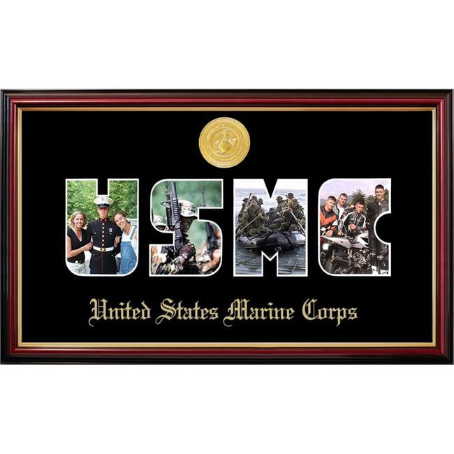 MASSPT001S Patriot Frames Marine Collage Photo Petite Mahogany Frame with Gold Medallion
