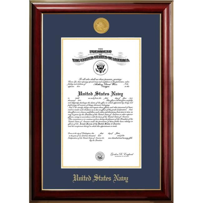 Patriot Frames Navy Certificate Classic Mahogany Frame with Gold Medallion - 10 x 14 in.