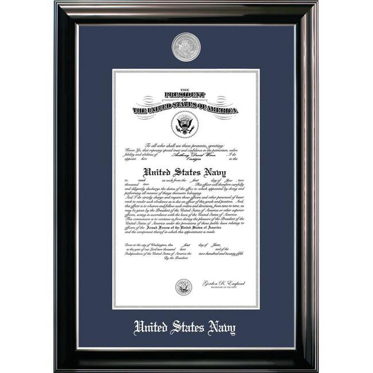 NACCL002 10 x 14 in. Patriot Frames Navy Certificate Classic Black Frame with Silver Medallion
