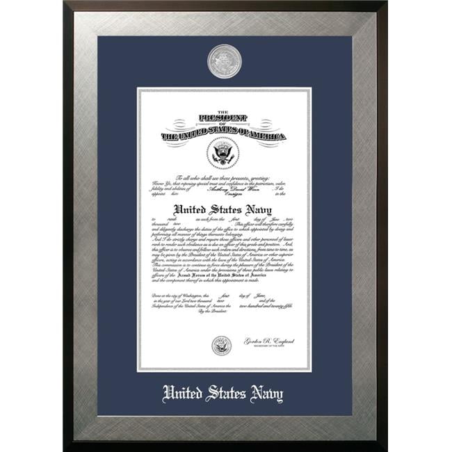 NACHO002 10 x 14 in. Patriot Frames Navy Certificate Honors Silver Frame with Silver Medallion