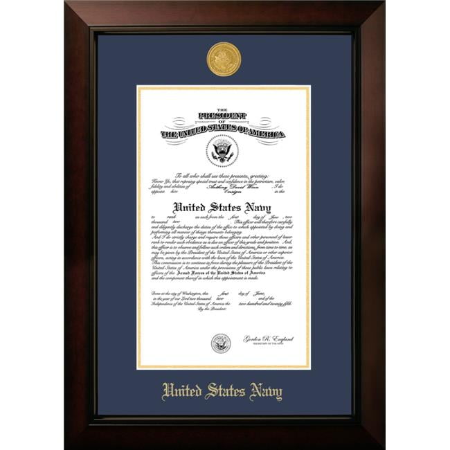 10 x 14 in. Patriot Frames Navy Certificate Legacy Black Cherry Frame with Gold Medallion