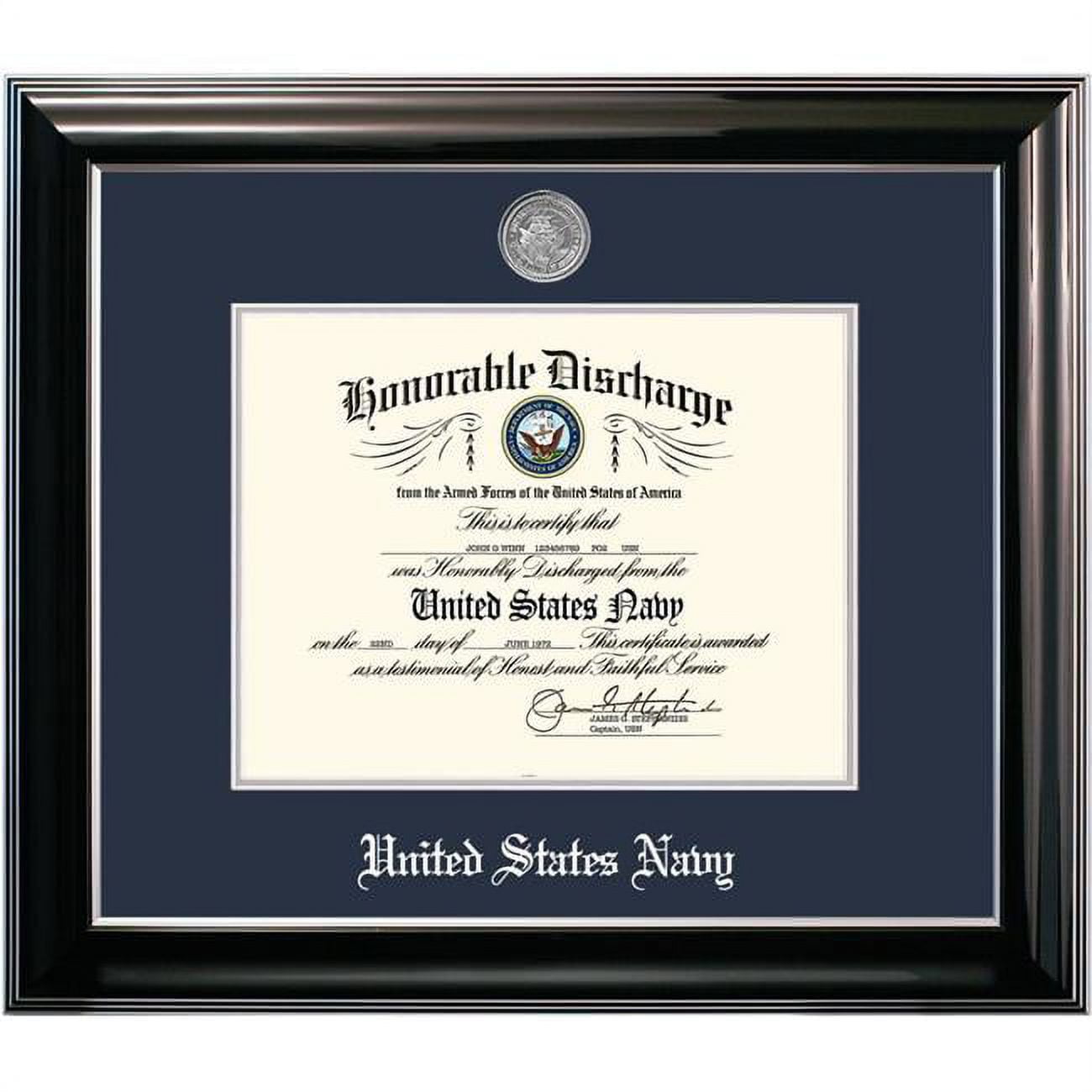 NADCL002 8.5 x 11 in. Patriot Frames Navy Discharge Classic Black Frame with Silver Medallion