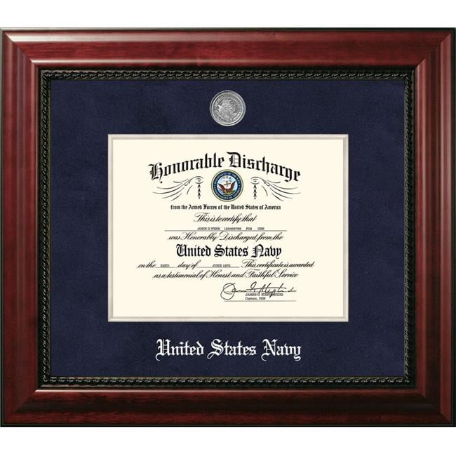 NADEX002 8.5 x 11 in. Patriot Frames Navy Discharge Executive Mahogany Frame with Silver Medallion