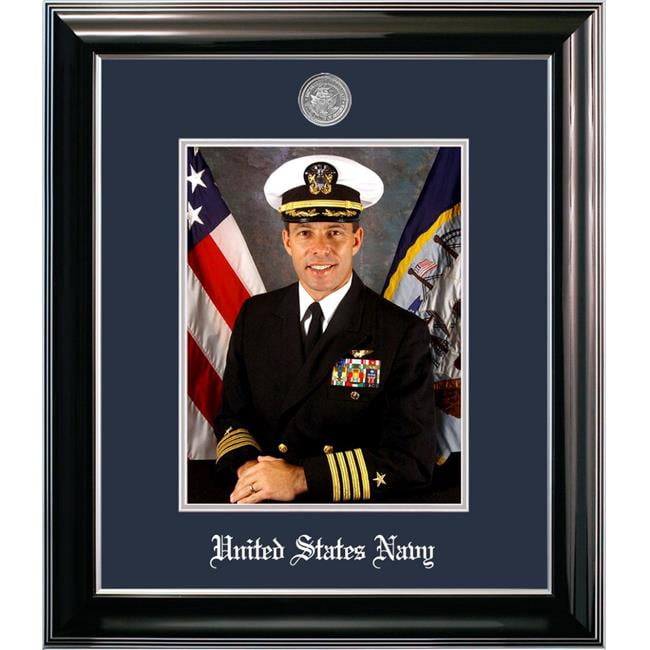 8 x 10 in. Patriot Frames Navy Portrait Classic Black Frame with Silver Medallion