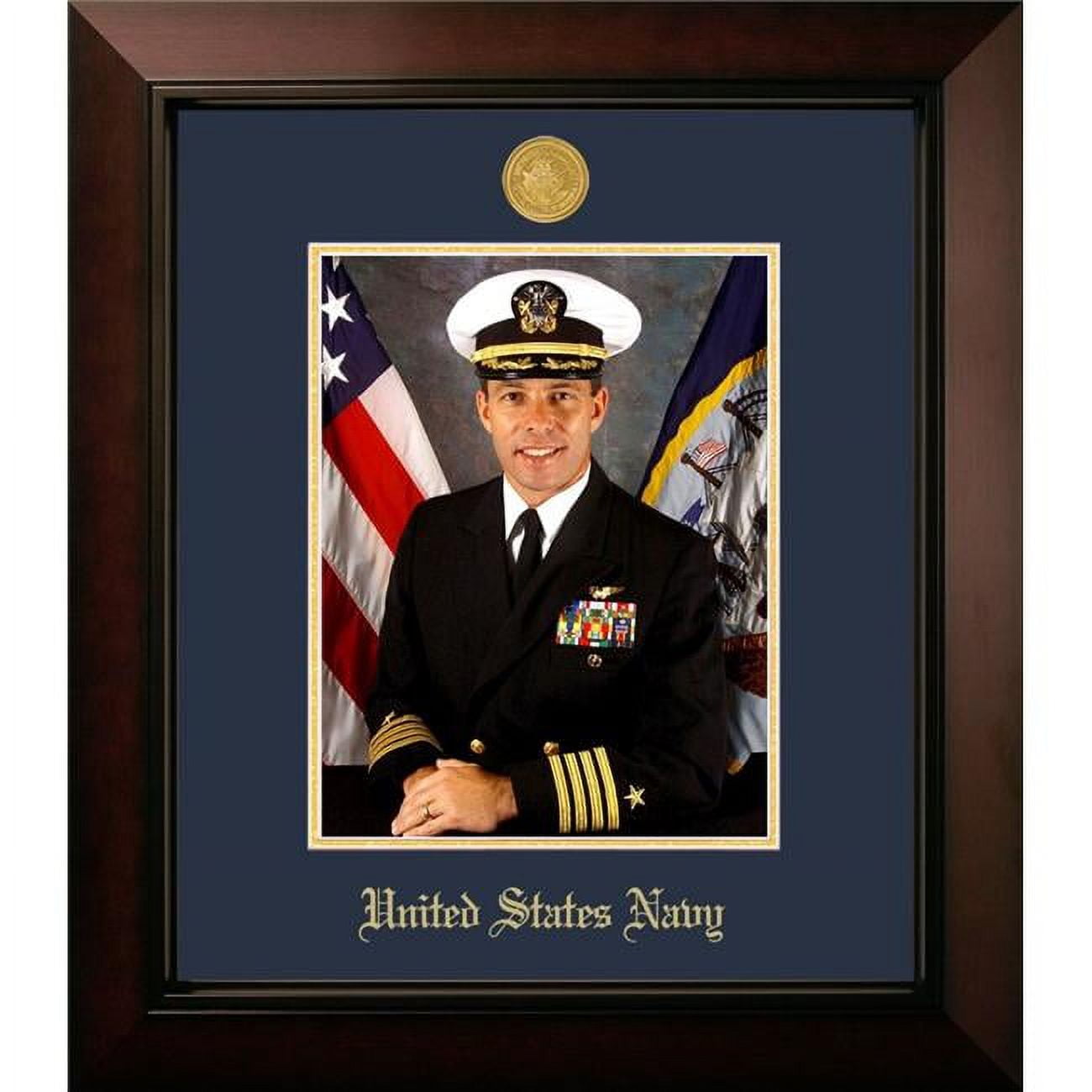 Patriot Frames Navy Portrait Legacy Black Cherry Frame with Gold Medallion - 8 x 10 in.