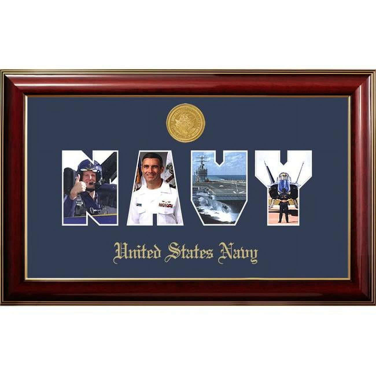NASSCL001S Patriot Frames Navy Collage Photo Classic Mahogany Frame with Gold Medallion