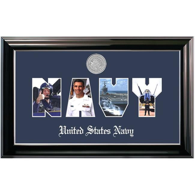 NASSCL002S Patriot Frames Navy Collage Photo Classic Black Frame with Silver Medallion