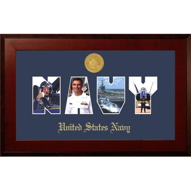 NASSHO001S Patriot Frames Navy Collage Photo Honors Mahogany Frame with Gold Medallion