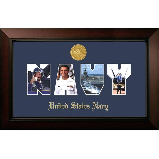 NASSLG001S Patriot Frames Navy Collage Photo Legacy Black Cherry Frame with Gold Medallion