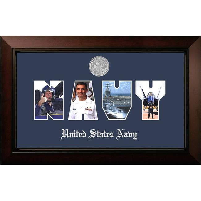 Patriot Frames Navy Collage Photo Legacy Black Cherry Frame with Silver Medallion