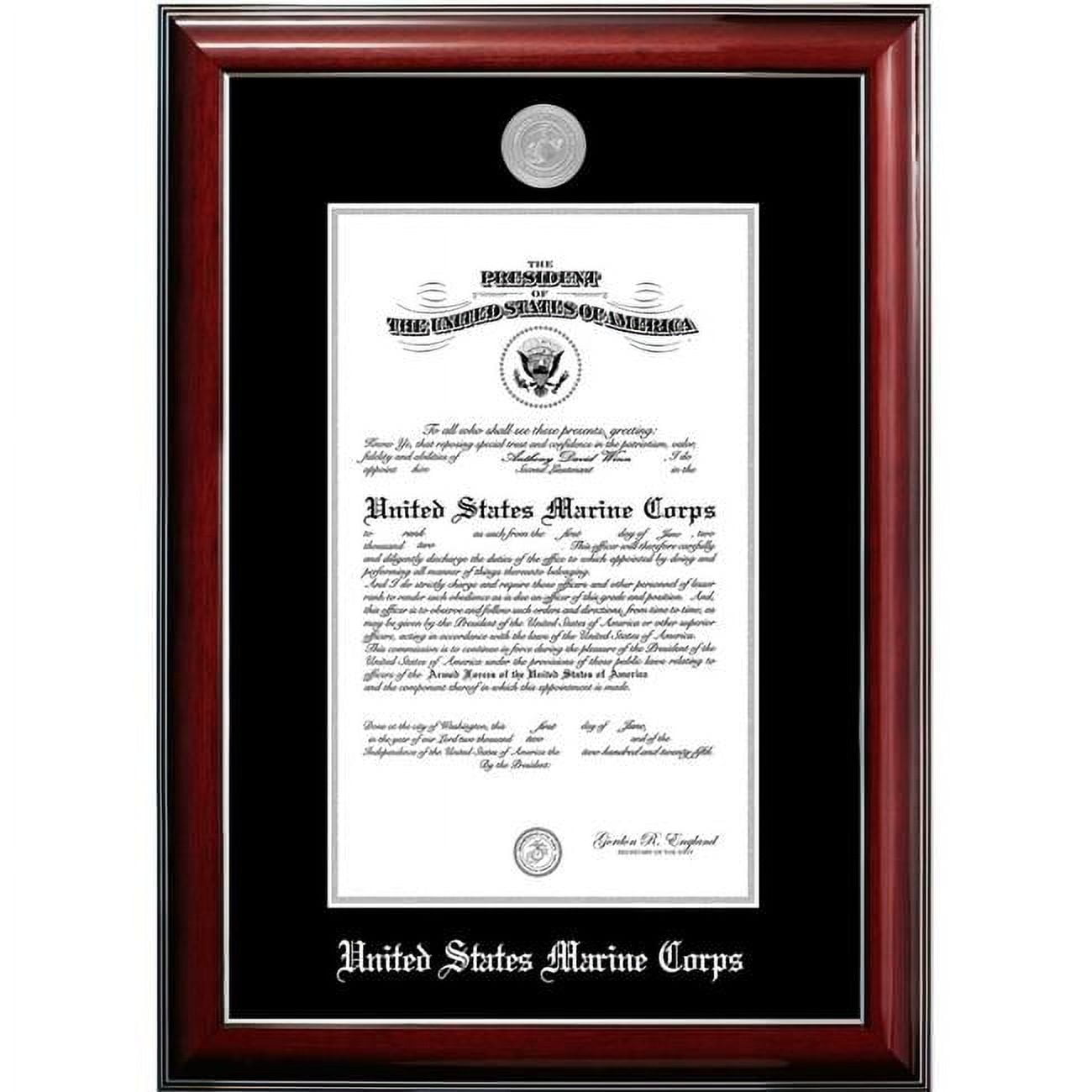 11 x 14 in. Patriot Frames Marine Certificate Classic Mahogany Frame with Silver Medallion