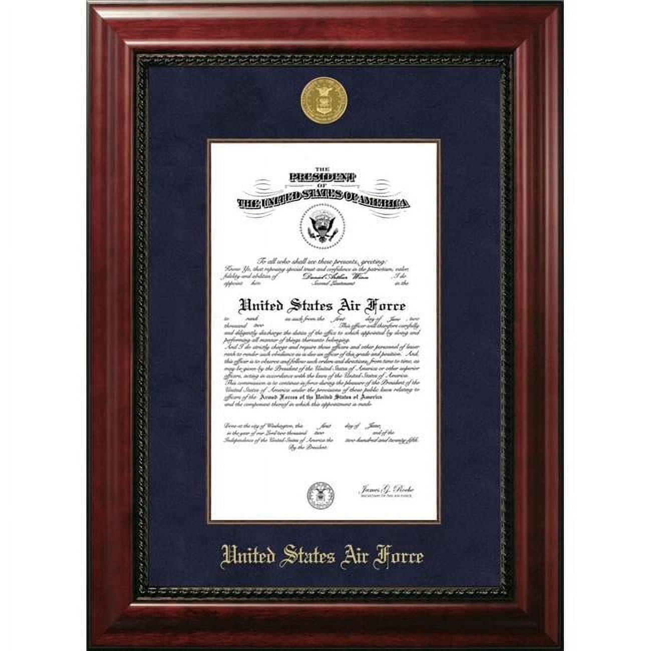 AFCEX0018x10 8 x 10 in. Patriot Frames Air Force Certificate Executive Frame with Gold Medallion & Mahogany Filet
