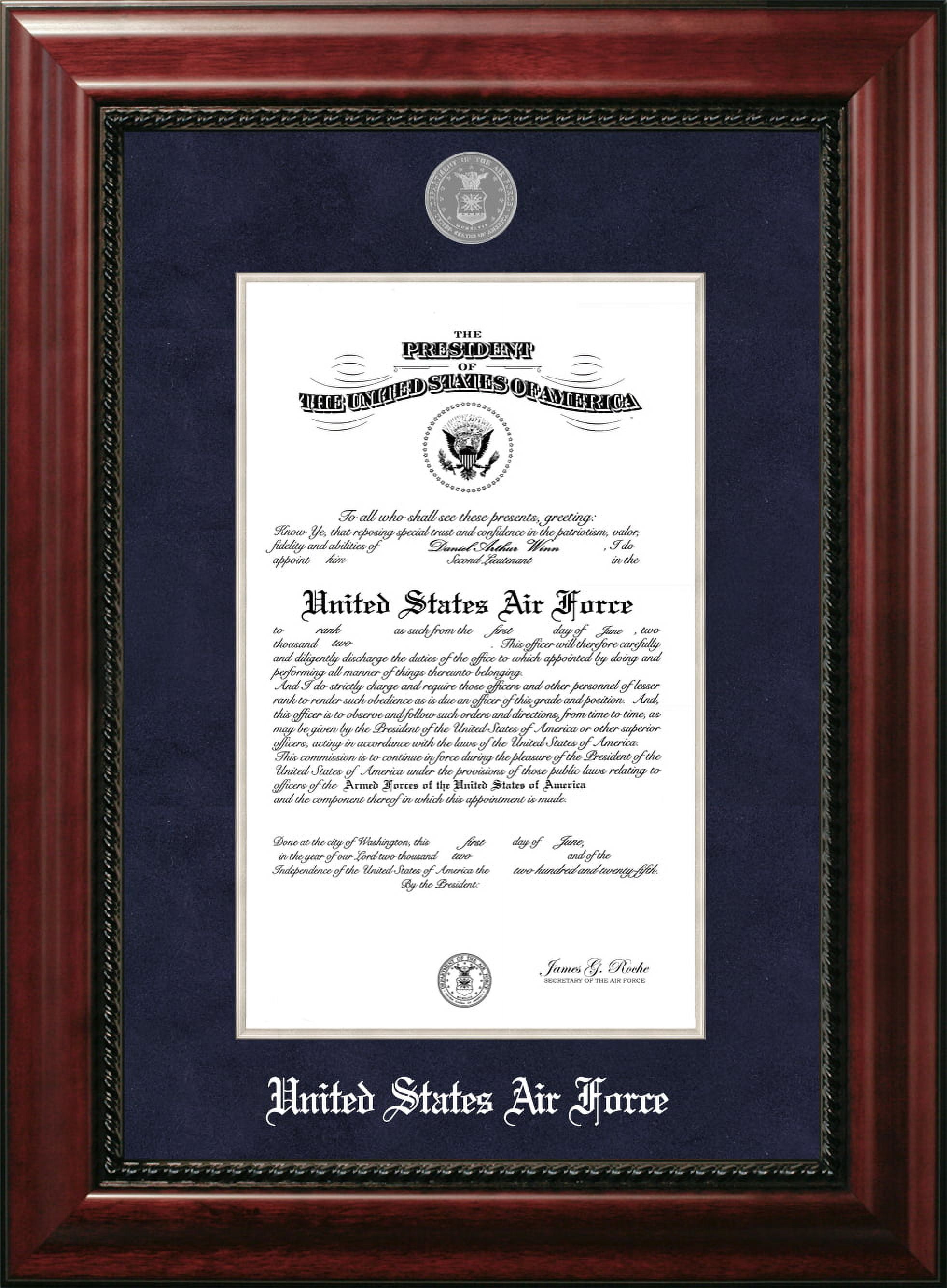 Picture of Campus Images AFCEX0028.5x11 8.5 x 11 in. Patriot Frames Air Force Certificate Executive Mahogany Frame with Silver Medallion