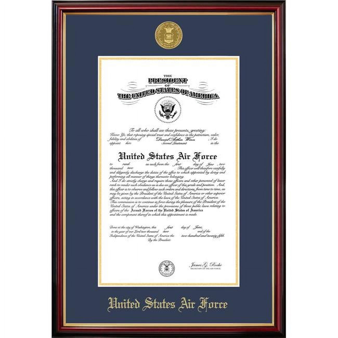 8.5 x 11 in. Patriot Frames Air Force Certificate Petite Mahogany Frame with Gold Medallion