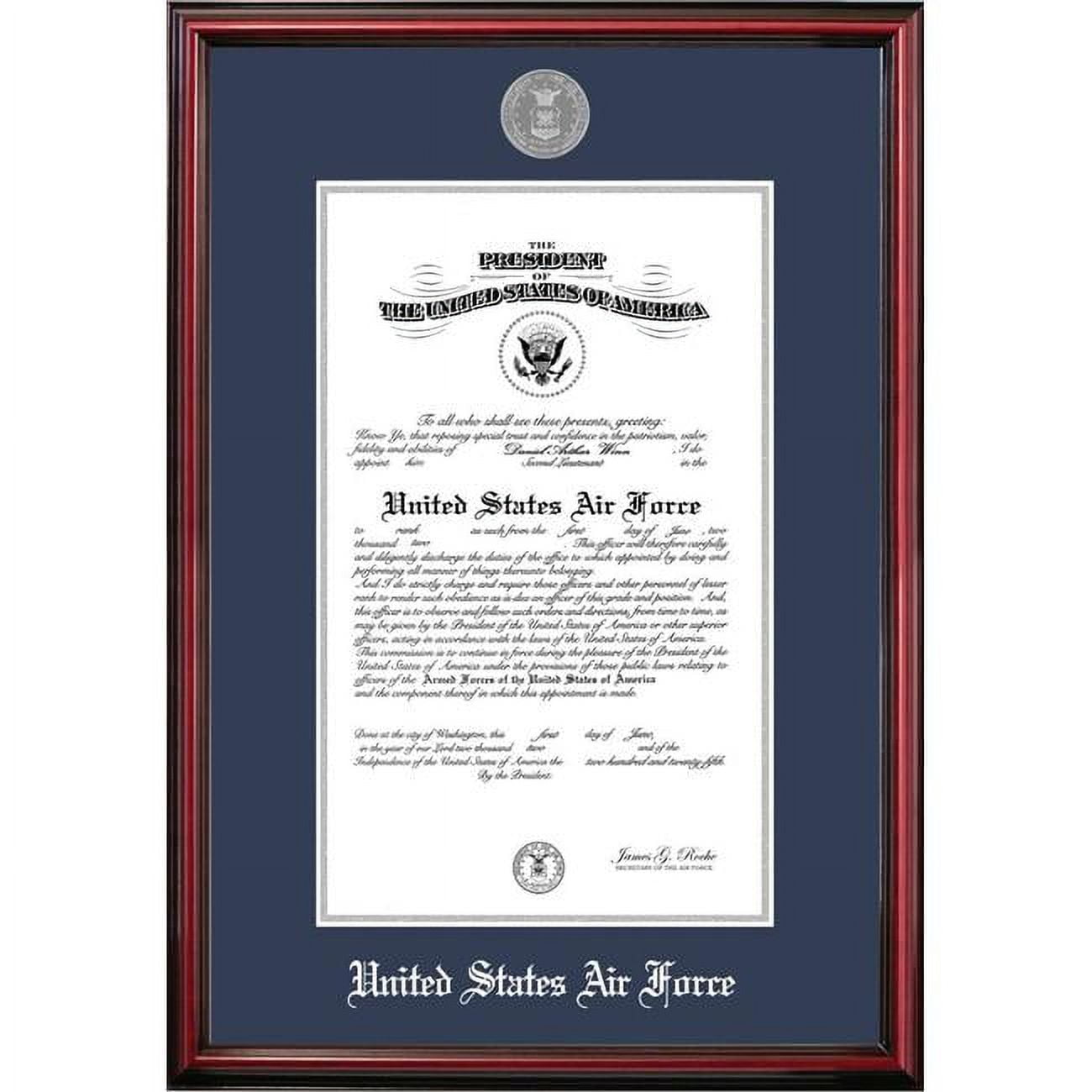 8.5 x 11 in. Patriot Frames Air Force Certificate Petite Cherry Frame with Silver Medallion