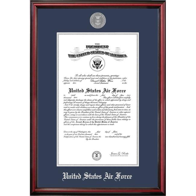 AFCPT0028x10 8 x 10 in. Patriot Frames Air Force Certificate Petite Cherry Frame with Silver Medallion