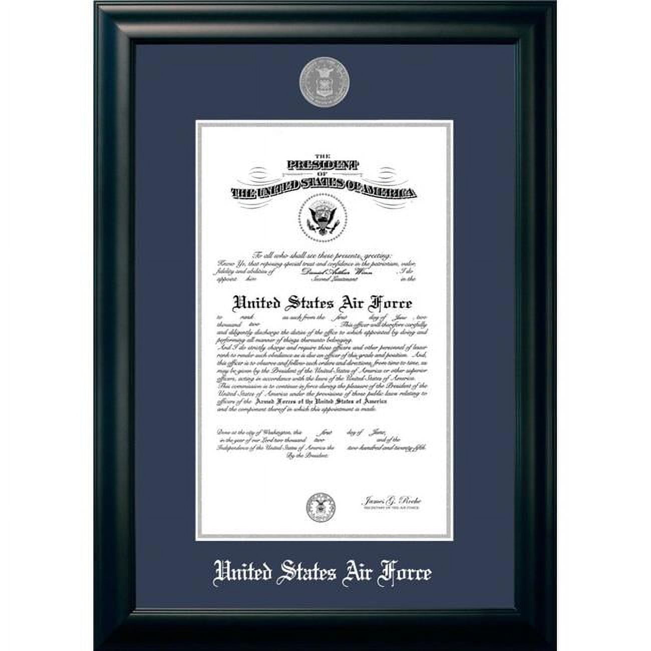 Patriot Frames Air Force Certificate Satin Black Frame with Silver Medallion - 8.5 x 11 in.