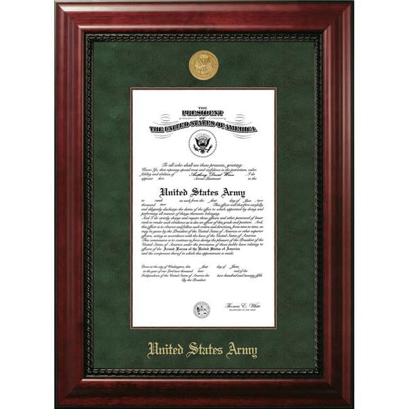 8.5 x 11 in. Patriot Frames Army Certificate Executive Frame with Gold Medallion & Mahogany Filet