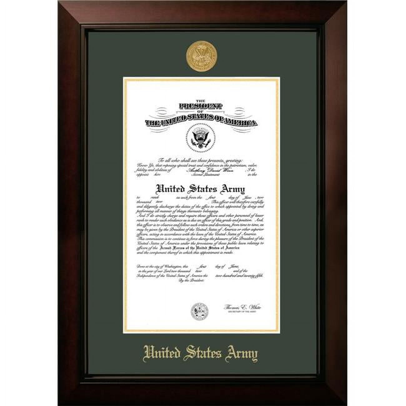 8.5 x 11 in. Patriot Frames Army Certificate Legacy Black Cherry Frame with Gold Medallion