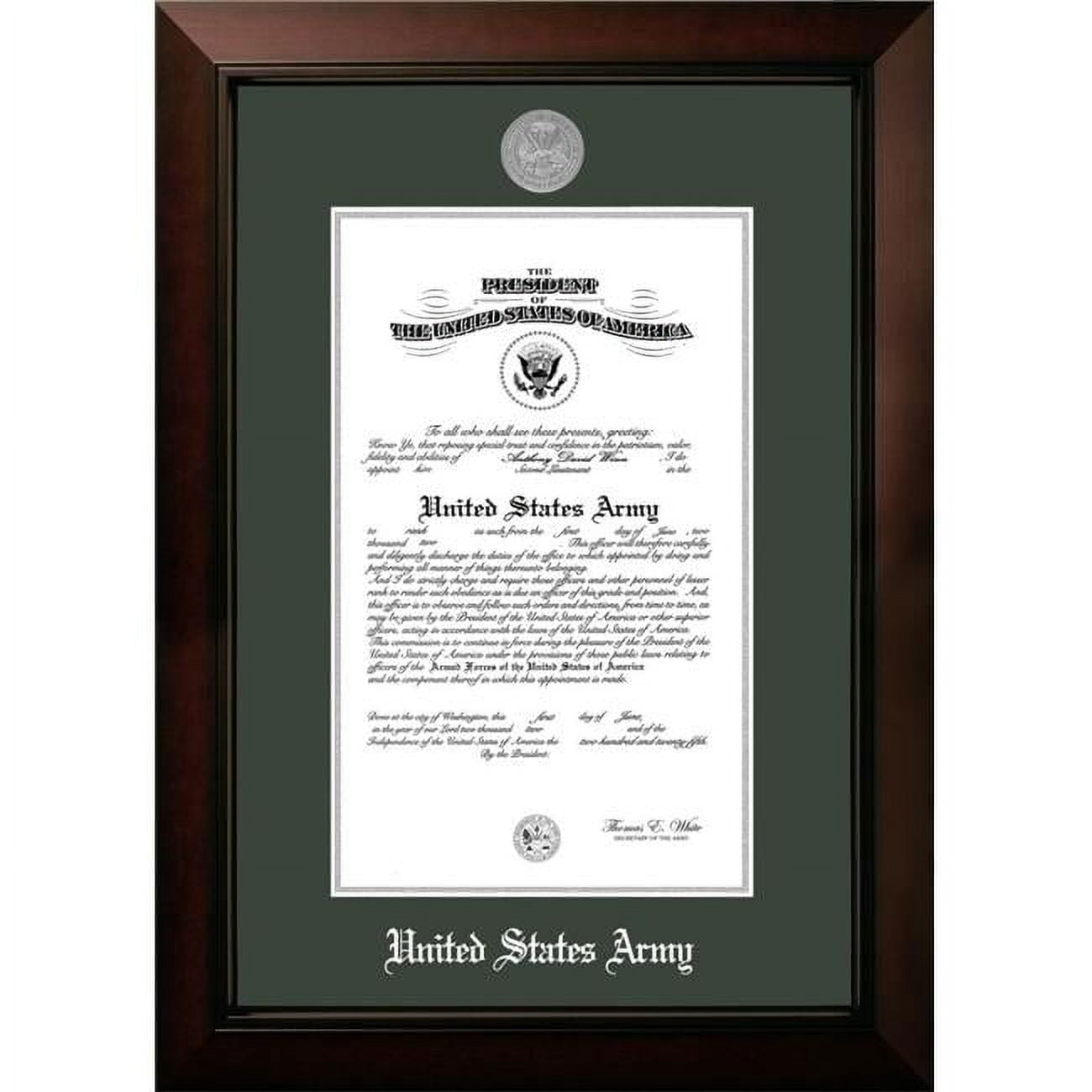 8.5 x 11 in. Patriot Frames Army Certificate Legacy Black Cherry Frame with Silver Medallion
