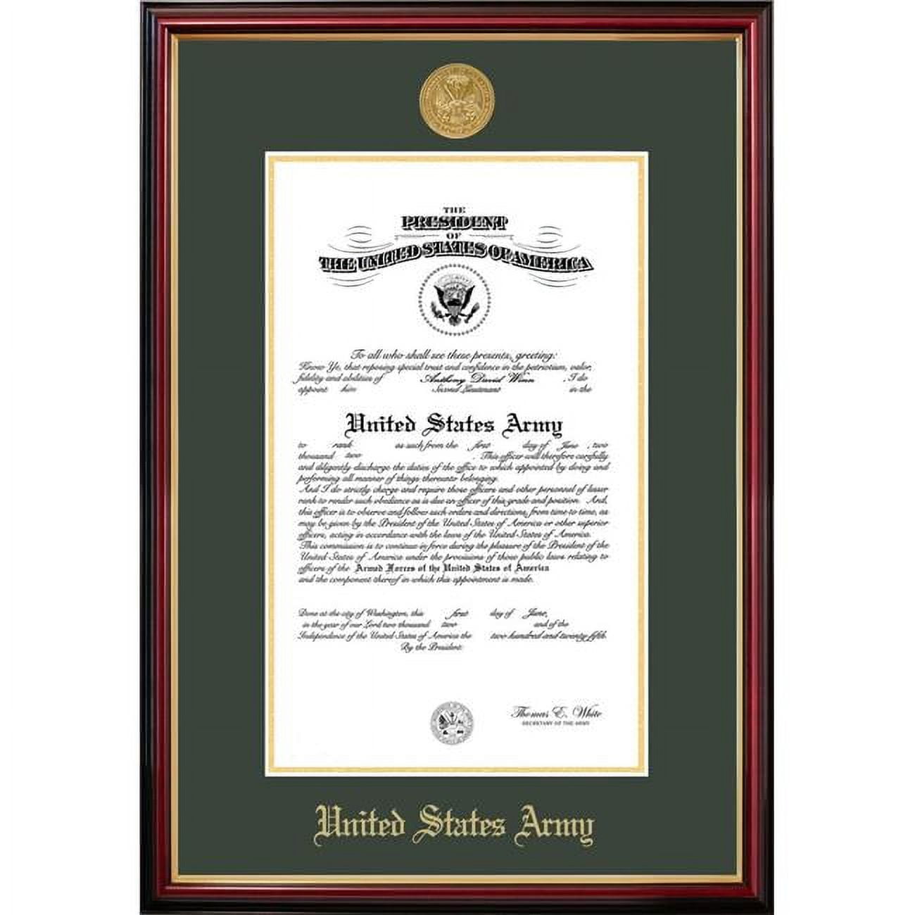 ARCPT0018x10 8 x 10 in. Patriot Frames Army Certificate Petite Mahogany Frame with Gold Medallion