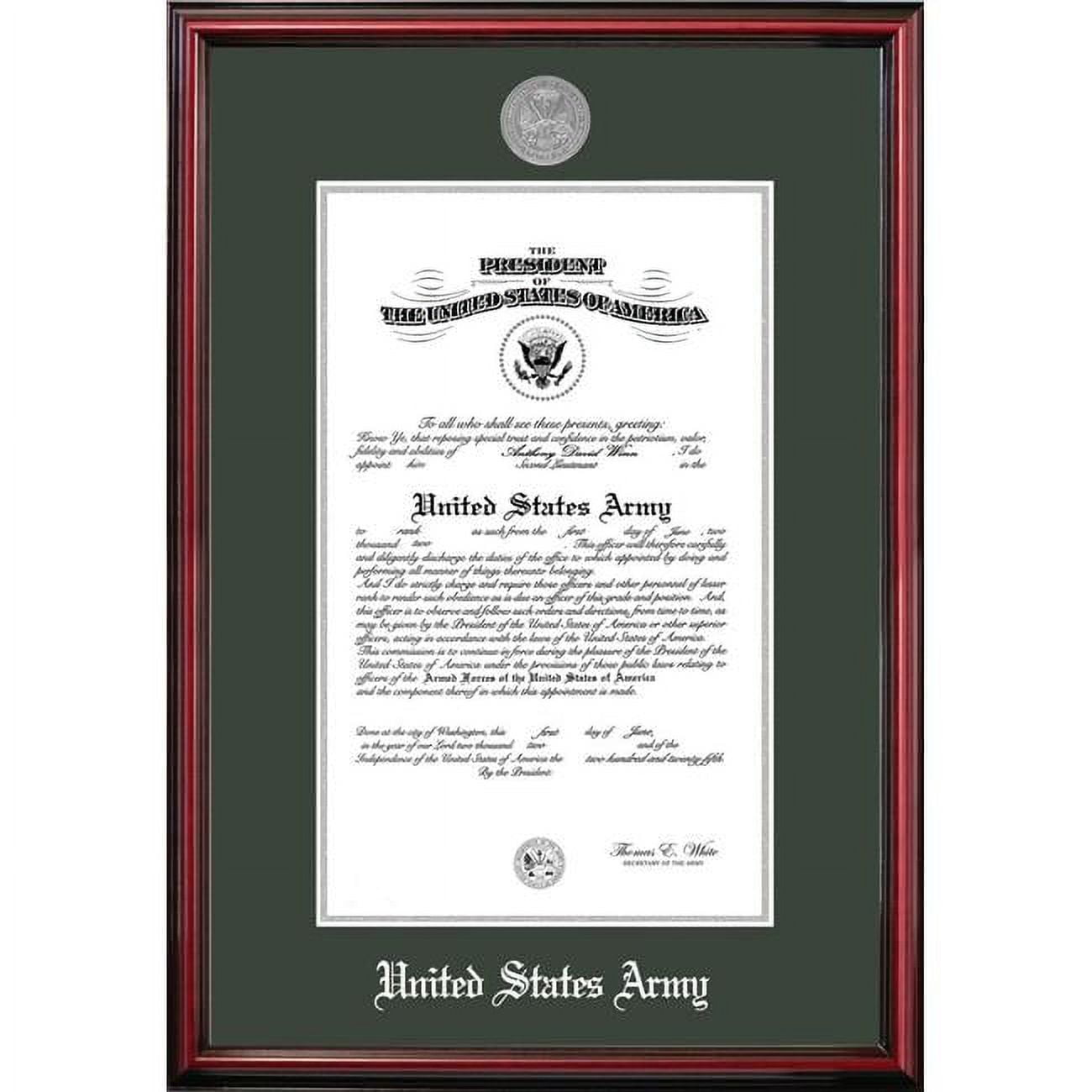Picture of Campus Images ARCPT0028x10 8 x 10 in. Patriot Frames Army Certificate Petite Cherry Frame with Silver Medallion