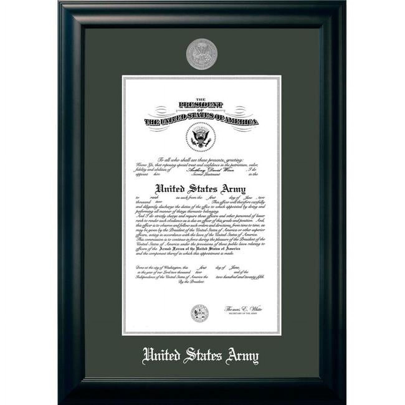 ARCS0028.5x11 8.5 x 11 in. Patriot Frames Army Certificate Satin Black Frame with Silver Medallion