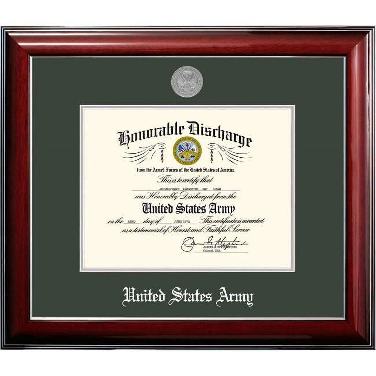 8 x 10 in. Patriot Frames Army Discharge Classic Mahogany Frame with Silver Medallion