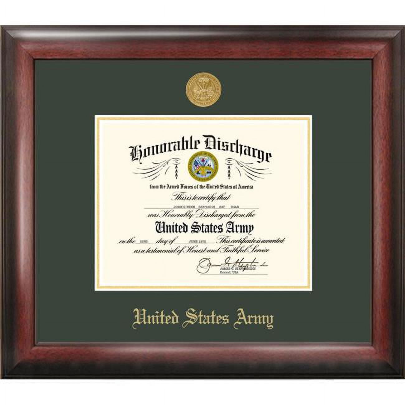 8 x 10 in. Patriot Frames Army Discharge Mahogany Frame with Gold Medallion