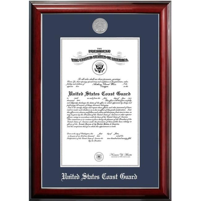 8 x 10 in. Patriot Frames Coast Guard Certificate Classic Mahogany Frame with Silver Medallion