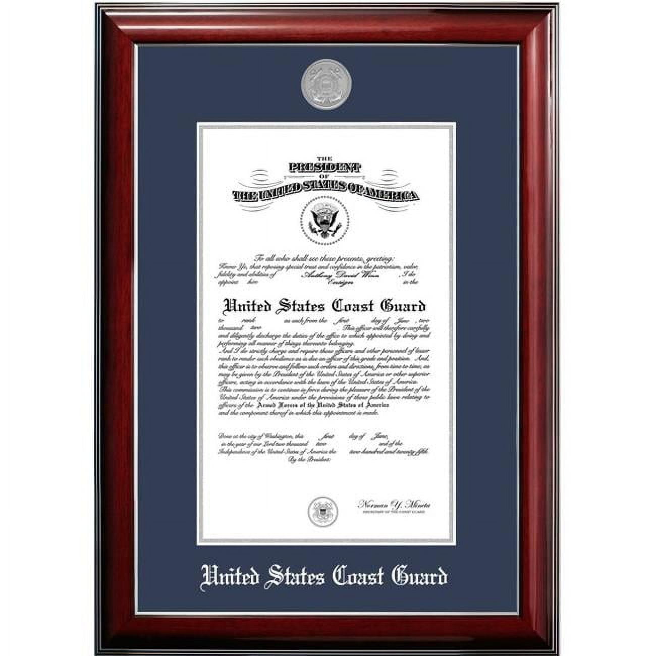 Picture of Campus Images CGCCL0028.5x11 8.5 x 11 in. Patriot Frames Coast Guard Certificate Classic Mahogany Frame with Silver Medallion