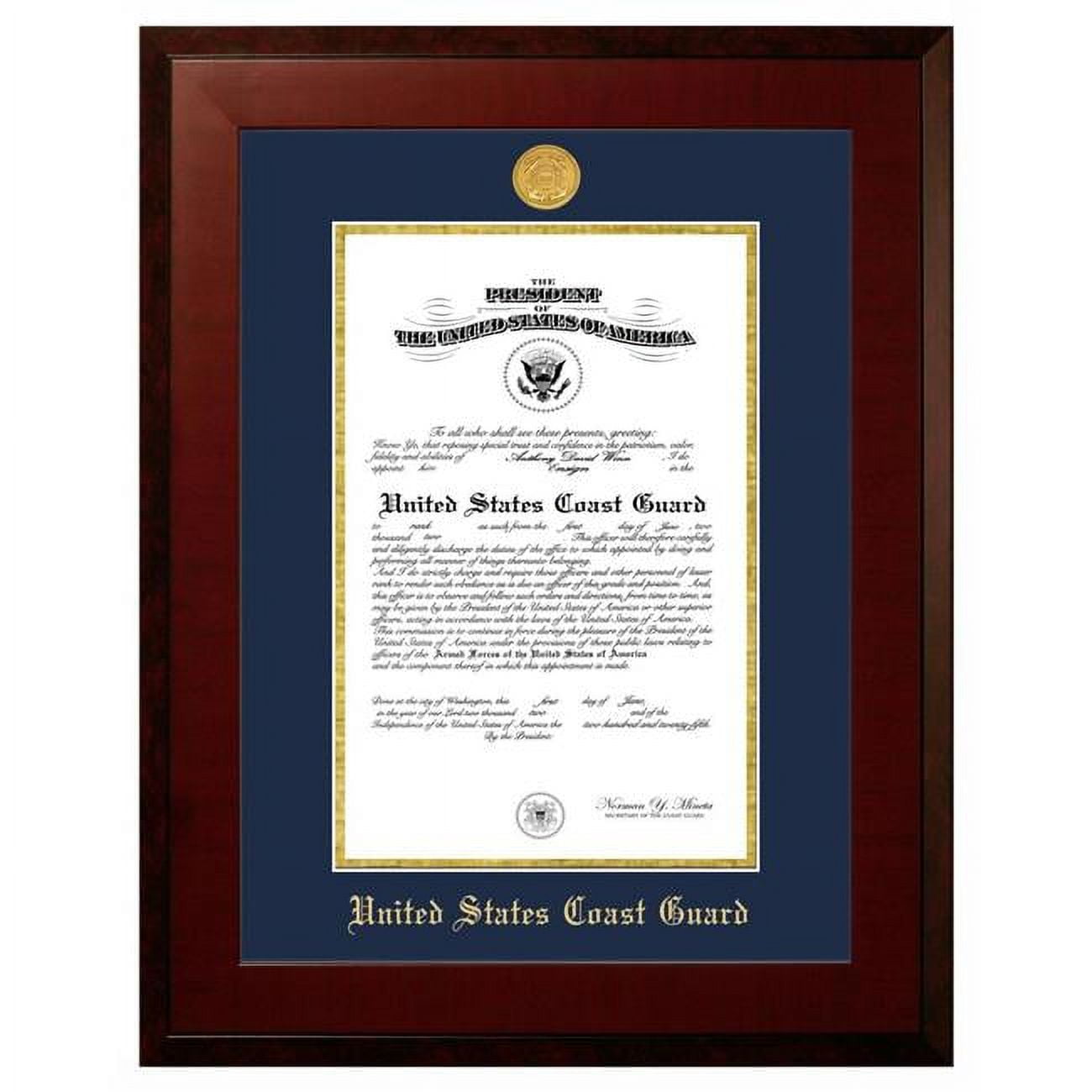Picture of Campus Images CGCHO0018x10 8 x 10 in. Patriot Frames Coast Guard Certificate Honors Mahogany Frame with Gold Medallion