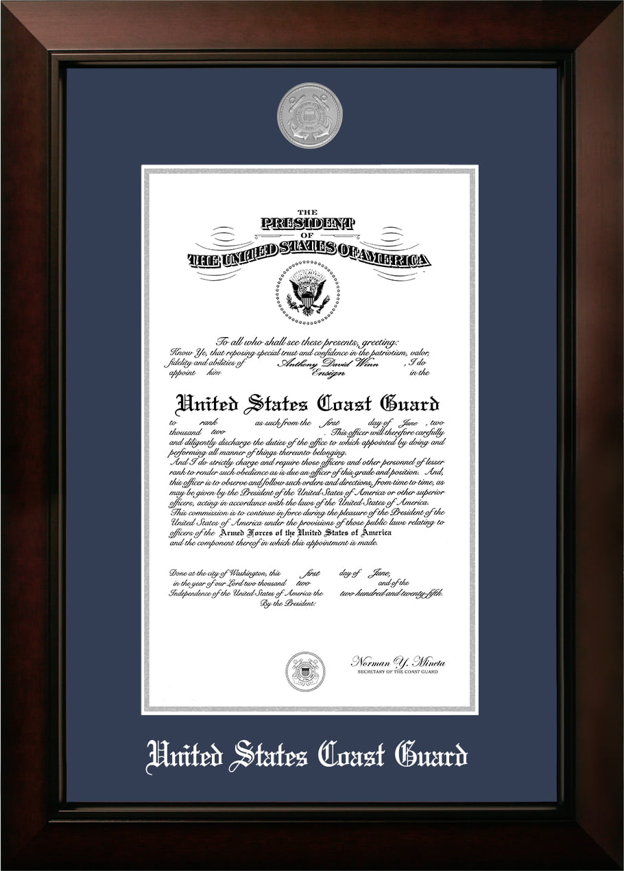 Picture of Campus Images CGCLG0028x10 8 x 10 in. Patriot Frames Coast Guard Certificate Legacy Black Cherry Frame with Silver Medallion
