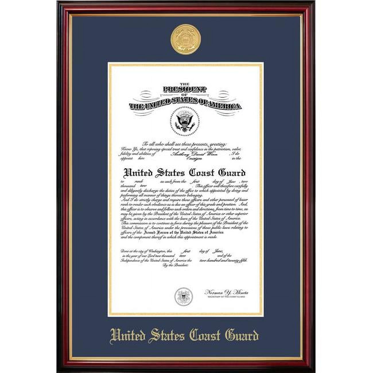 11 x 14 in. Patriot Frames Coast Guard Certificate Petite Mahogany Frame with Gold Medallion