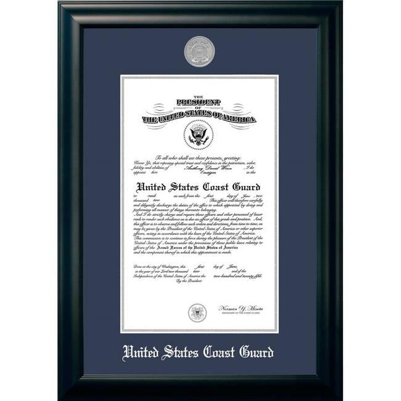 CGCS00211x14 11 x 14 in. Patriot Frames Coast Guard Certificate Satin Black Frame with Silver Medallion