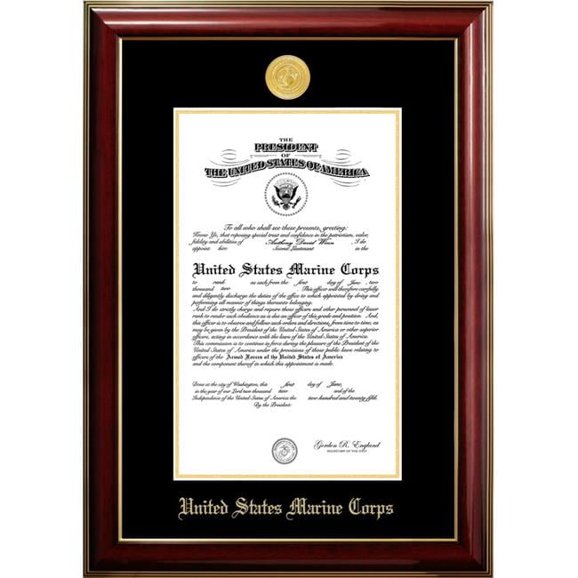 MACCL0018x10 8 x 10 in. Patriot Frames Marine Certificate Classic Mahogany Frame with Gold Medallion