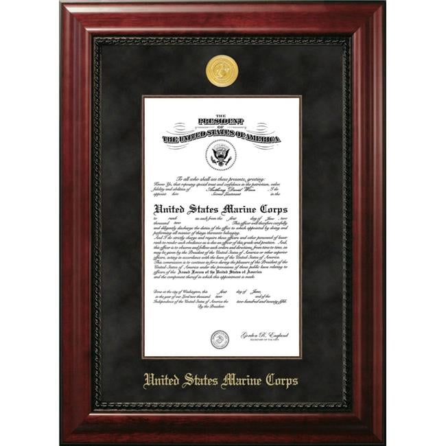 MACEX0018.5x11 8.5 x 11 in. Patriot Frames Marine Certificate Executive Frame with Gold Medallion & Mahogany Filet