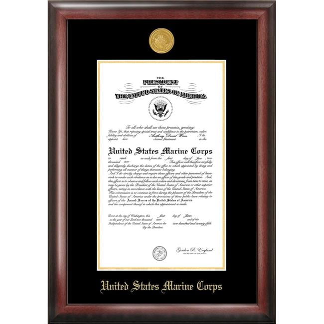 8.5 x 11 in. Patriot Frames Marine Certificate Mahogany Frame with Gold Medallion