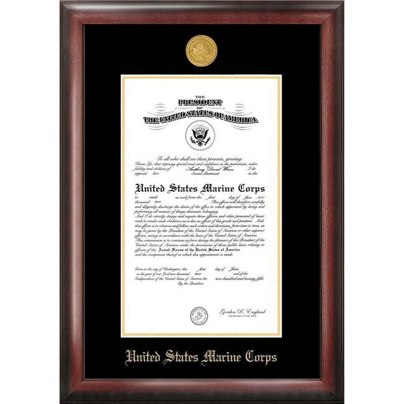 11 x 14 in. Patriot Frames Marine Certificate Mahogany Frame with Gold Medallion