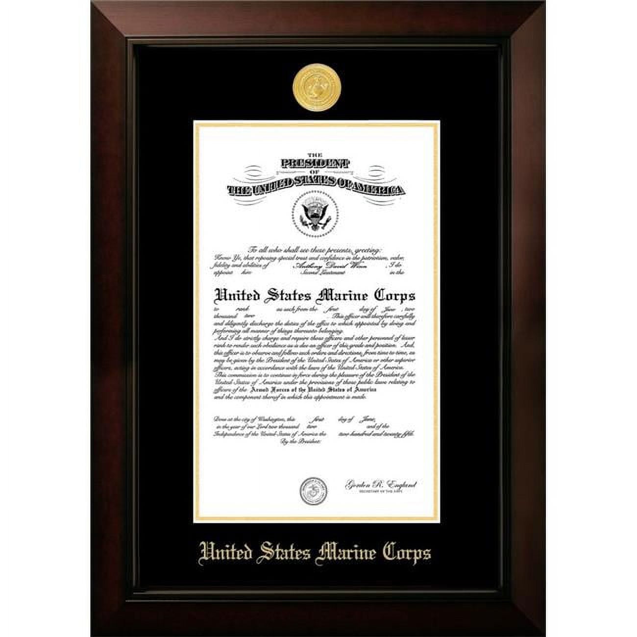 11 x 14 in. Patriot Frames Marine Certificate Legacy Black Cherry Frame with Gold Medallion
