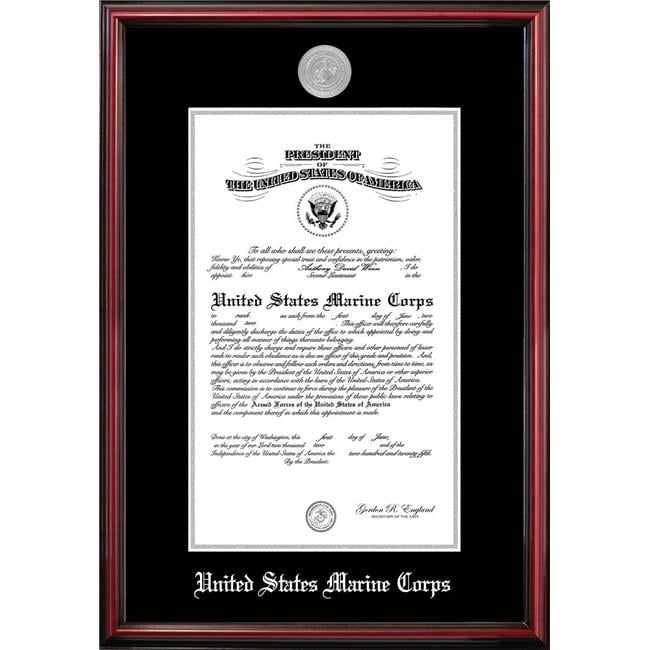MACPT0028x10 8 x 10 in. Patriot Frames Marine Certificate Petite Cherry Frame with Silver Medallion