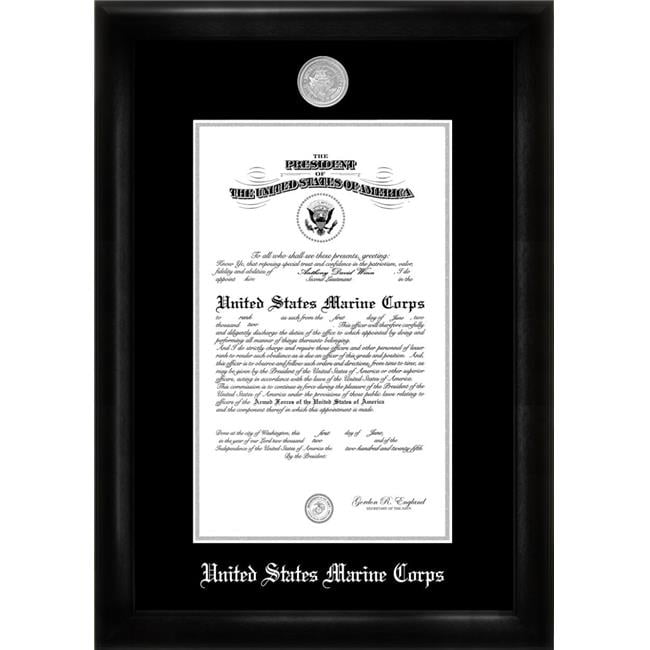 11 x 14 in. Patriot Frames Marine Certificate Satin Black Frame with Silver Medallion